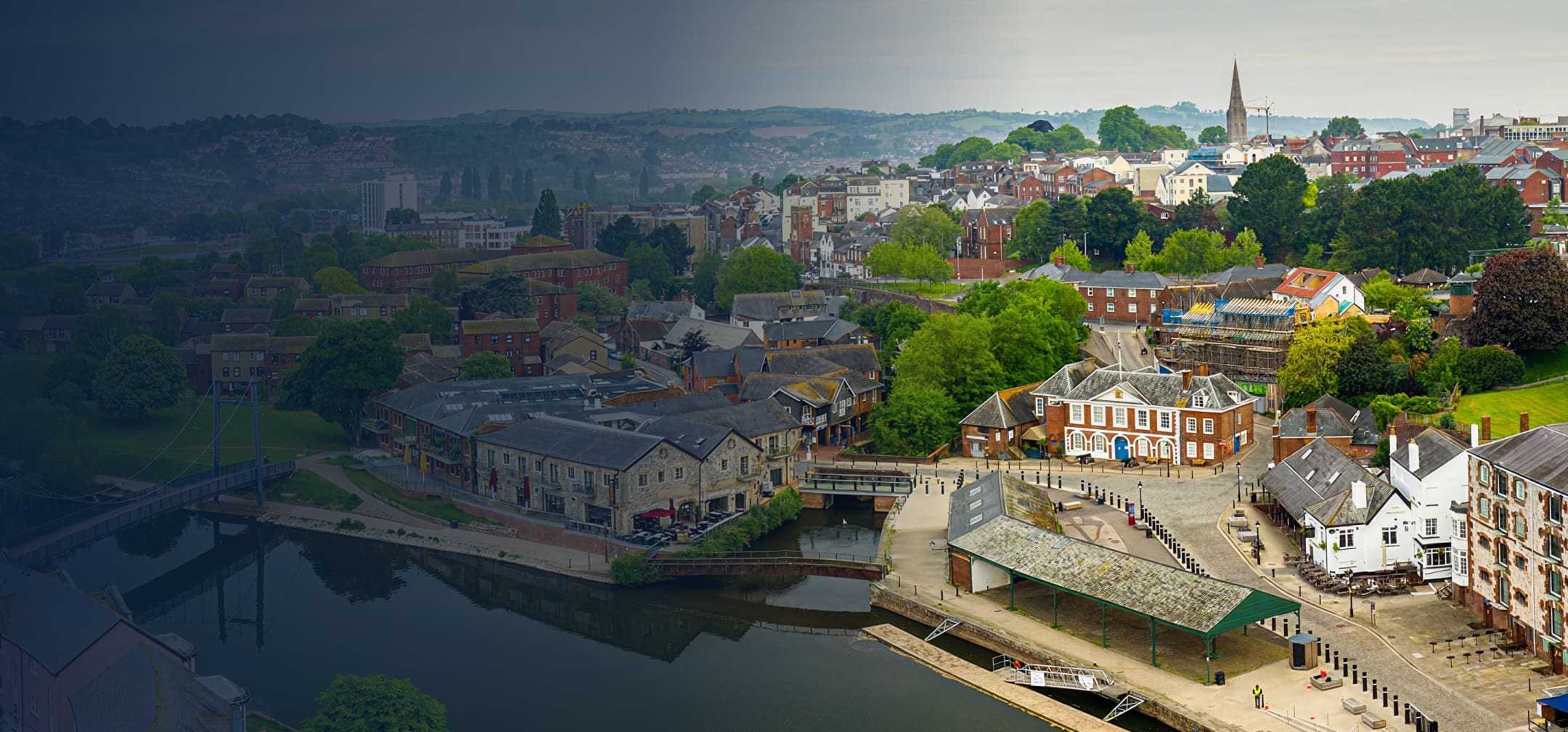 Exeter Quay and the city seen from above